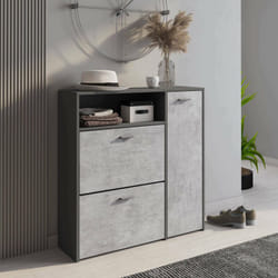 Dmora - Meuble à chaussures moderne avec 3 portes, Range-chaussures d'entrée pour 12 paires de chaussures, étagères standard, Made in Italy, 91x27h94