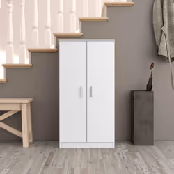 Armoire multifonctionnelle à deux portes avec six étagères, couleur blanche. Armoire polyvalente pratique, qui peut être util ...