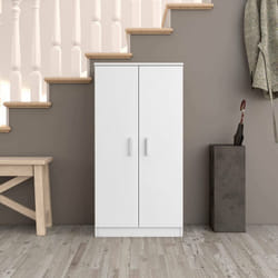 Dmora - Armoire multifonction avec deux portes avec six étagères, couleur blanche, Dimensions 55 x 108 x 36 cm
