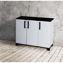 Dmora - Armoire polyvalente extérieure ou intérieure, 3 portes et 1 étagère de polypropylène, 100% Made in Italy, 102x37h90 cm, couleur grise