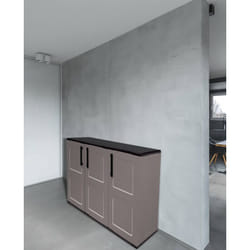 Dmora - Armoire polyvalente extérieure ou intérieure, plateau mobile 3 portes et 1 étagère de polypropylène, 100% Made in Italy, 102x37h84 cm,