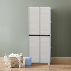 Dmora - Armoire extérieure ou intérieure, polypropylène mobile à 3 portes à 2 portes, 100% Made in Italy, 70x39h172 cm, couleur gris clair