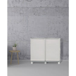 Dmora - Armoire polyvalente extérieure ou intérieure, plateau mobile à 2 portes et étagère de polypropylène, 100% Made in Italy, 100x39h92 cm,