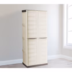 ARMOIRE POLYVALENTE - Armoire polyvalente à deux portes et trois étagères internes, entièrement de couleur beige. STRUCTURE E ...