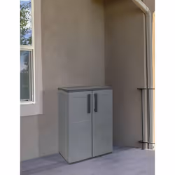 ARMOIRE POLYVALENTE - Armoire polyvalente avec deux portes et une étagère interne réglable, entièrement de couleur grise. STR ...