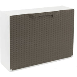 Dmora - Porte-chaussures avec une porte de rabat en polypropylène, effet de rotin, ensemble modulaire intérieur ou externe, 100% Made in