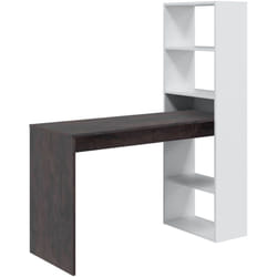 Dmora - Bureau Denton, Bureau réversible avec bibliothèque 5 étagères, Table d'étude ou de bureau pour support de livre pc, cm 120x53h144, Blanc et
