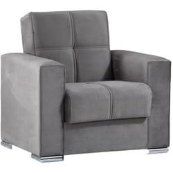 Dmora - Canapé Jose, Fauteuil conteneur pour salon convertible en lit, Fauteuil relax en tissu rembourré avec ouverture clic-clac, Cm 94x85h91, Gris