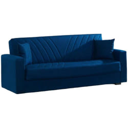 Dmora - Canapé Dfossat, Canapé de rangement linéaire 3 places avec 2 coussins inclus, Canapé de salon en tissu rembourré avec ouverture clic-clac,