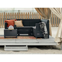 Ensemble de salon d'extérieur Eris, Ensemble de jardin avec coussins, Ensemble de salon d'intérieur effet rotin, 100% Made in Italy, Anthracite