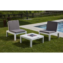 Set salon d'extérieur Dbaggi, Salon de jardin avec 2 sièges avec dossier et 1 module multifonctionnel, Coin salon avec coussins, 100% Made in Italy,