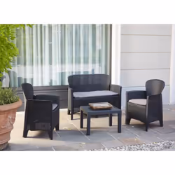Description générale Le set salon d’extérieur Ostuni est un ensemble de jardin élégant, composé de deux fauteuils, d'un canap ...