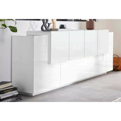 Placard Ddionis, Buffet de cuisine à 7 portes, Buffet de salon, Buffet de cuisine, 100% Made in Italy, cm 200x45h86, Blanc brillant et mat - Dmora