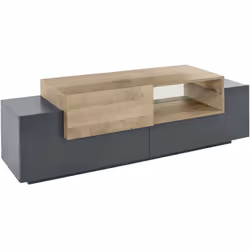 MEUBLE TV - Buffet bas de salon, Base pour meuble TV, 100% Made in Italy, 160x45h51 cm, Anthracite et Érable. STRUCTURE ET UT ...