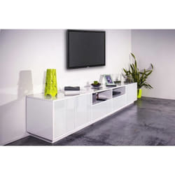 Dmora Meuble TV Orazio Buffet bas de salon base meuble TV 100% Made in Italy 260x41h46 cm Blanc brillant