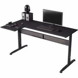 BUREAU - Bureau d'angle, Bureau polyvalent, Bureau fixe peu encombrant, 80x140h75 cm, Noir. STRUCTURE ET UTILISATION - Bureau ...