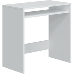 Dmora - Bureau Portland, Bureau linéaire avec étagère fixe, Table d'étude ou de bureau pour pc, 79x43h78 cm, Blanc, avec emballage renforcé