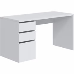 BUREAU - Bureau rèversible 3 tiroirs, Table de bureau gain de place multi-positions, 138x60h74 cm, Blanc. STRUCTURE ET UTILIS ...