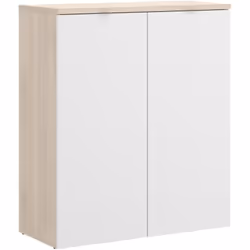 ARMOIRE POLYVALENTE À 2 PORTES - Armoire basse multifonctionnelle, Armoire à chaussures, 79x40h96 cm, Blanc et Chêne. STRUCTU ...