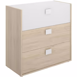 COMMODE - Commode de chambre à coucher, Commode avec 3 tiroirs, 80x43h81 cm, Chêne et Blanc. STRUCTURE ET UTILISATION - Commo ...