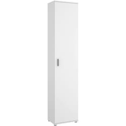 Dmora - Colonne de salle de bain Lagalb, Unité murale de salle de bain, Armoire polyvalente haute avec 1 porte, 39x35h190 cm, Blanc, avec emballage