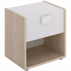 TABLE DE CHEVET CATINACCIO - Table de nuit, Commode basse avec 1 tiroir, 40x33h42 cm, Blanc et Chêne. STRUCTURE ET UTILISATIO ...