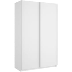 Dmora - Armoire Annapurna, Porte-manteau pour chambre, Armoire avec 2 portes coulissantes, 120x65h204 cm, Blanc, avec emballage renforcé