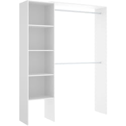 Dmora - Armoire Makalu, Structure pour dressing, Portemanteau ouvert, 140x40h187 cm, Blanc, avec emballage renforcé