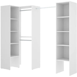 Armoire Plose, Structure pour dressing d'angle, Porte-manteau d'angle ouvert, 226x79h186 cm, Blanc, avec emballage renforcé - Dmora