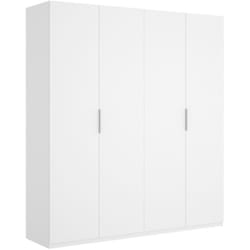 Dmora - Armoire Prado, Portemanteau pour chambre, Armoire avec 4 portes battantes, 180x52h204 cm, Blanc, avec emballage renforcé