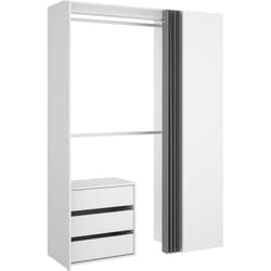 Dmora - Armoire Sciliar, Structure pour dressing, Portemanteau ouvert, 141x52h205 cm, Blanc et Anthracite, avec emballage renforcé
