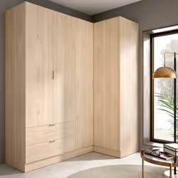 ARMOIRE SILLARA - Meubles d'angle pour chambre à coucher, Armoire d'angle avec 4 portes battantes, 174x91h184 cm, Chêne. STRU ...