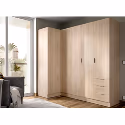 ARMOIRE SUCSO - Meuble d'angle pour chambre à coucher, Armoire d'angle avec 5 portes battantes, 214x91h184 cm, Chêne. STRUCTU ...