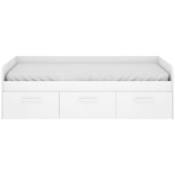 Lit pour enfant Adamello, Lit de rangement pour chambre, Structure pour lit simple avec 3 tiroirs, 194x97h60 cm, Blanc, avec emballage renforcé