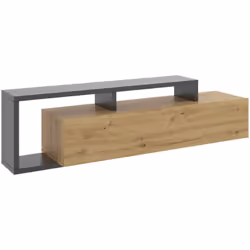 MEUBLE TV - Buffet bas de salon, Buffet de salon pour télévision, 165x40h47 cm, Chêne noué et Anthracite. STRUCTURE ET UTILIS ...