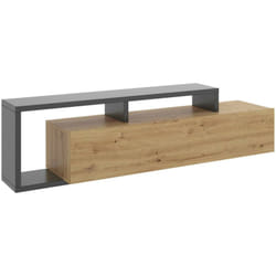 Meuble tv Maiella, Buffet bas pour le salon, Buffet pour le salon pour la télévision, 165x40h47 cm, Chêne Noeuds et Anthracite, avec emballage