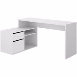 BUREAU - Bureau multi-positions pour le bureau ou la chambre, Table d'étude d'angle polyvalente, 139x92h75 cm, Blanc. STRUCTU ...