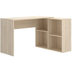 Dmora - Bureau Mulaz, Bureau multiposition pour bureau ou chambre, Table d'étude d'angle avec étagères, 121x96h74 cm, Chêne, avec emballage renforcé