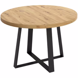 TABLE FIXE - Table à manger polyvalente, Table ronde de cuisine ou de salle à manger, 120x120h75 cm, Chêne Nodi. STRUCTURE ET ...
