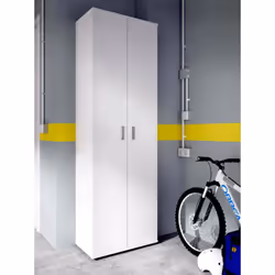 ARMOIRE POLYVALENTE SERRO - Étagère à chaussures polyvalente, Armoire à 2 portes, 61x35h190 cm, Blanc. STRUCTURE ET UTILISATI ...