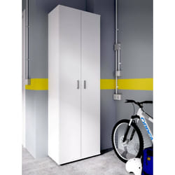 Dmora - Armoire polyvalente Serro, Étagère à chaussures polyvalente, Armoire à 2 portes, 61x35h190 cm, Blanc
