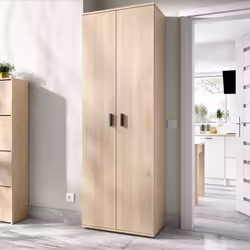 Description générale Armoire polyvalente DMIANI - Meuble de rangement multifonction avec deux portes, dimensions 61x35x190 cm ...