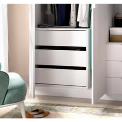 Commode Vinson, Commode pour armoire intérieure, Commode pour chambre à coucher avec tiroirs 3, 60x40h60 cm, Blanc - Dmora