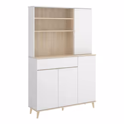 Dmora Dmere, Buffet, Colonne, 4 portes(s), Chêne, Blanc, Porte à charnière, Blanc
