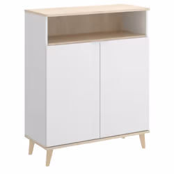 Dmora Dmossin, Buffet, Colonne, 2 portes(s), 3 étagères, Chêne, Blanc, Porte à charnière
