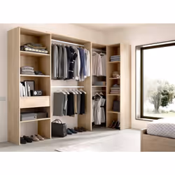 ARMOIRE ARERA - Structure pour dressing d'angle, Porte-manteau d'angle ouvert, 248x79h187 cm, Chêne. STRUCTURE ET UTILISATION ...