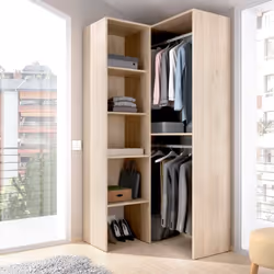 ARMOIRE BERNINA - Structure pour dressing d'angle, Porte-manteau d'angle ouvert, 79x88h186 cm, Chêne. STRUCTURE ET UTILISATIO ...