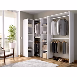 Description générale Armoire d'angle complète avec un design moderne et élégant, idéale pour optimiser l'espace dans une cham ...