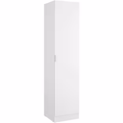ARMOIRE POLYVALENTE 1 PORTE - cintre pour chambre à coucher, armoire multifonctionnelle, 41x52h184 cm, blanc. STRUCTURE ET UT ...