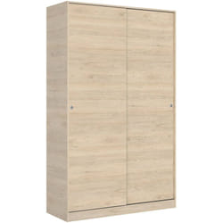 Dmora - Armoire Dcapuan, Porte-manteau pour chambre, Armoire avec 2 portes coulissantes, 120x50h204 cm, Chêne